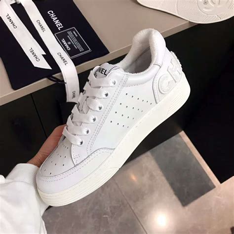 chanel all white sneakers|chanel calfskin sneakers.